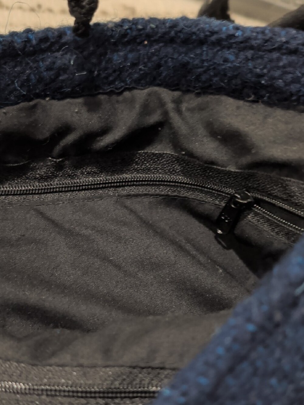 Handcrafted Boho Hippi Navy Gray Crossbody Bag with Embroidered Leaf Accents - Picture 6 of 11